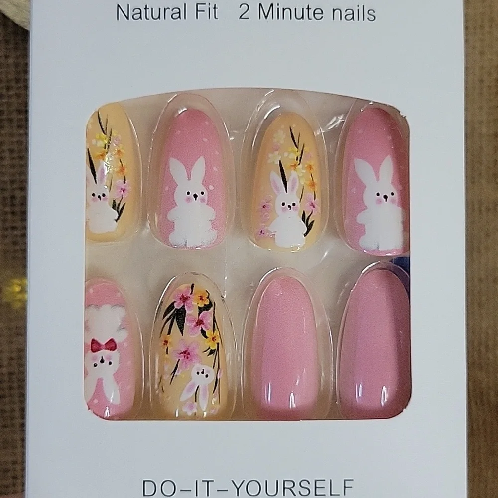 SPRING BUNNY MANICURE PRESS-ON NAILS, SET OF 24